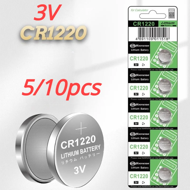 

NEW 5/10PCS CR1220 Lithium Batteries button battery for Watch Toys Computer Calculator Control Calculator Toy Medical Battery