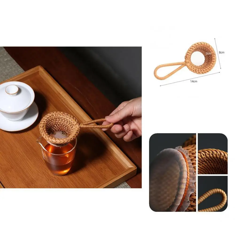 

Round Excellent Long Handle Tea Strainer Mini Tea Steeper Natural Kitchen Tools
