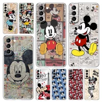cartoon mickey minnie case for samsung galaxy s21 s22 ultra s20 fe s9 s10 plus lite s10e transparent silicone soft phone cover