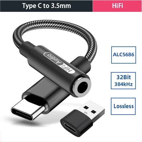 WAPUNO USB Type C 3,5 мм аудио адаптер портативный ЦАП CX31993 ALC5686 для Huawei Xiaomi Android с металлическим материалом