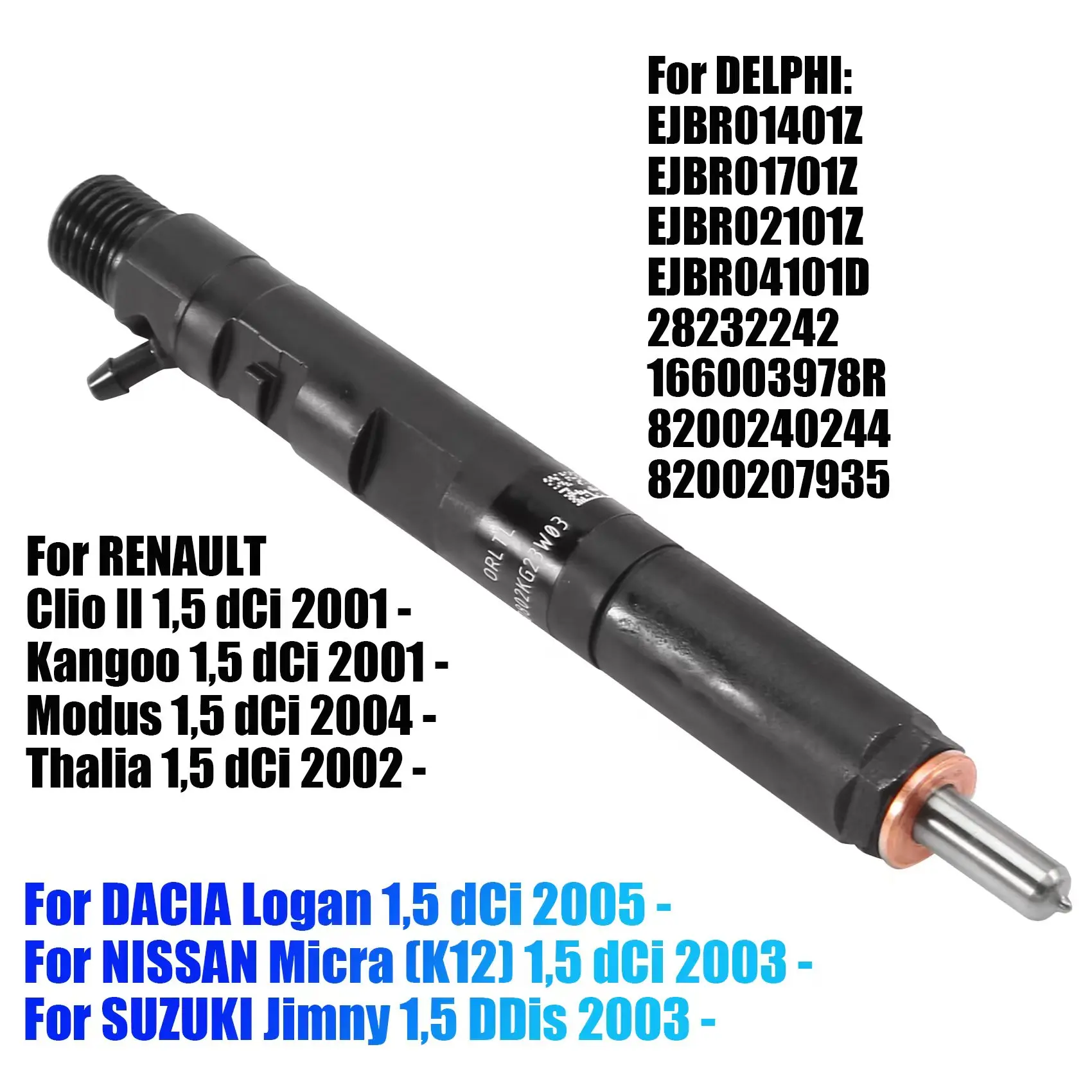 

EJBR01401Z EJBR01701Z EJBR02101Z New Diesel Fuel Injector Nozzle For Renault Clio Kangoo Thalia 1.5 DCi 2001-