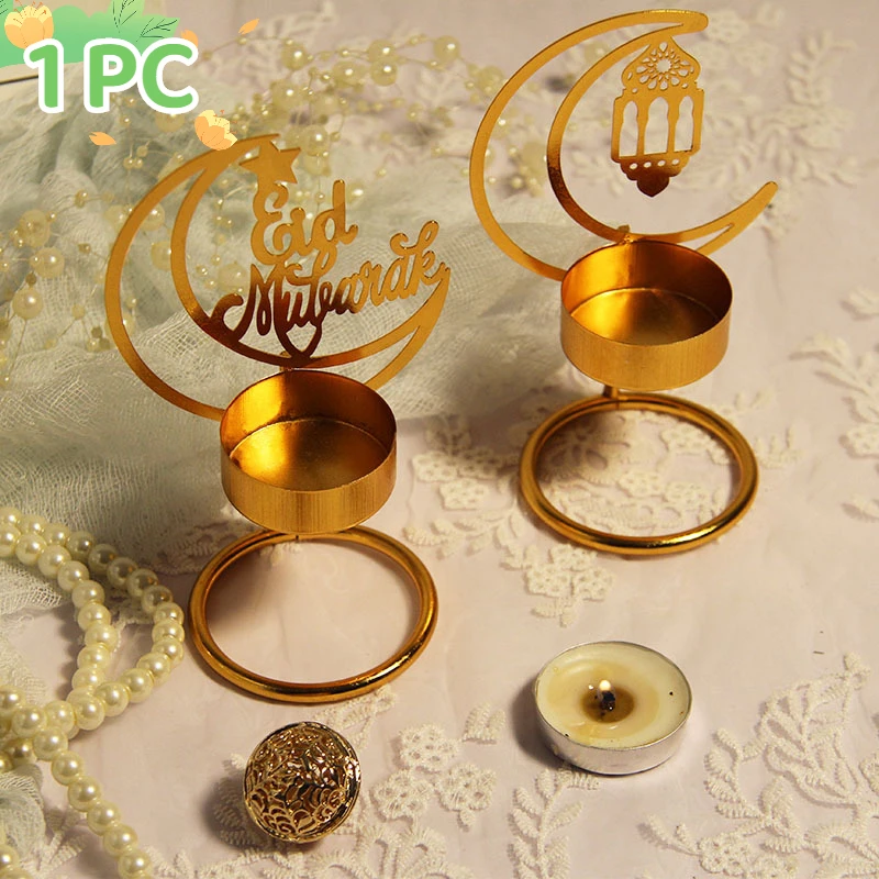 Candle Eid Holder Golden Luxurious Home Decor 12x8cm