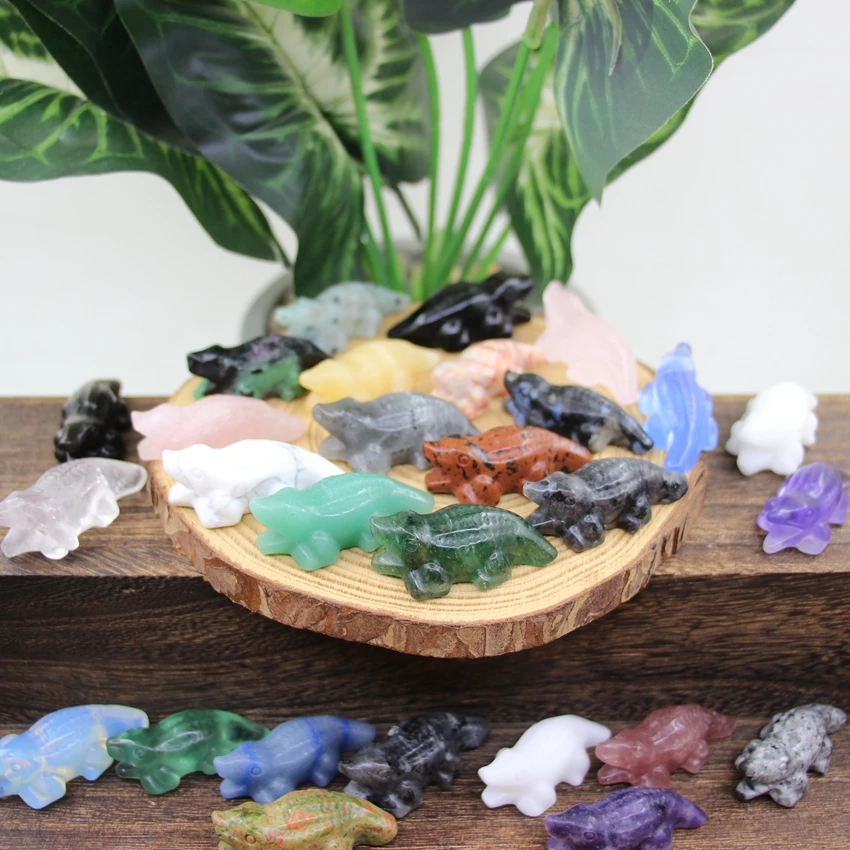 

1.5" Crocodile Statues Hand Carved Crafts Gemstone Home Decoration,Healing Crystal Quartz Animal Figurine Office Decor Gifts