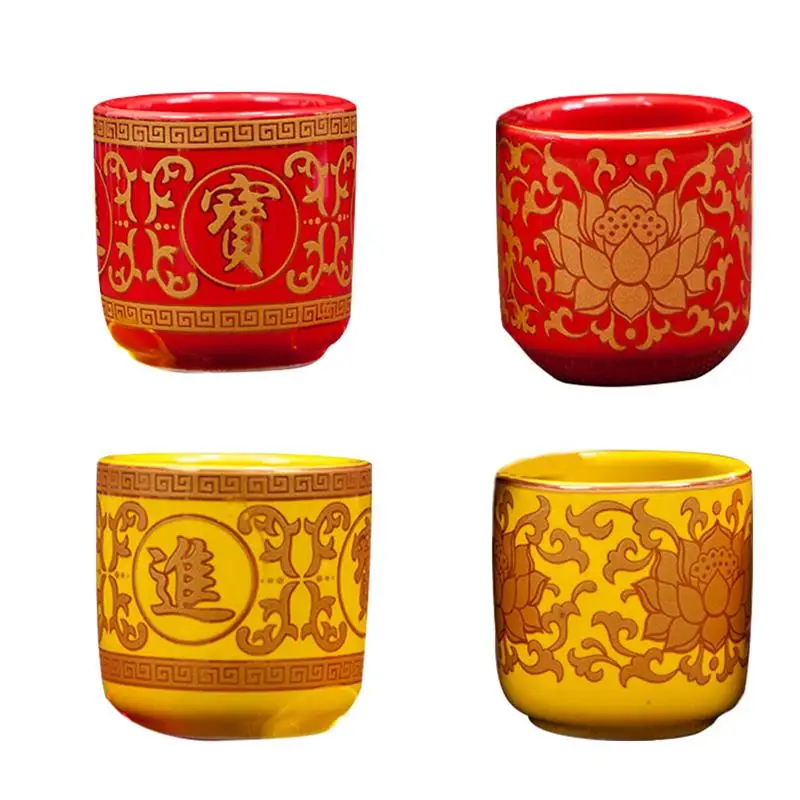 

4 шт. чашка с рисунком лотоса, буддийская домашняя чашка для воды, креативная буддийская чаша, буддистские принадлежности, чашка для подачи в...