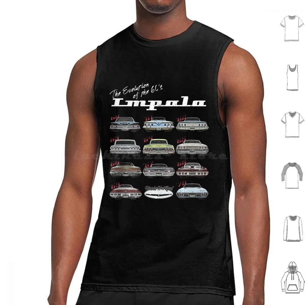 

Evolution Of The 60S Impala , 1960 , Hot Rod , Muscle Car , Mashup Tank Tops Print Cotton Evolution 60S Impala 1960