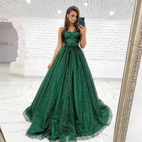 women wear long sequined a line evening dresses spaghetti sweetheart prom gowns with sash sparkling sweet 16 party vestidos