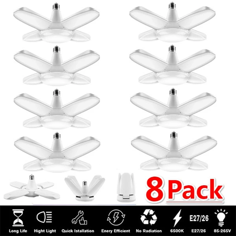 

2023 LED Ceiling Light Bright Industrial Lighting Deformable Foldable 85-265V E26/27 Lamp Home Fan Blade Bulb For Garage