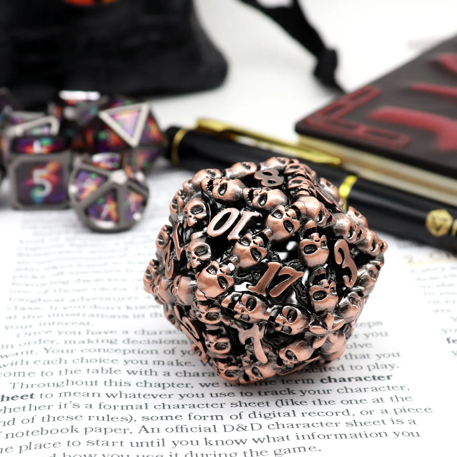 Металлические полые игральные кости Haxtec Jumbo D20 40 мм большой объемный череп 20