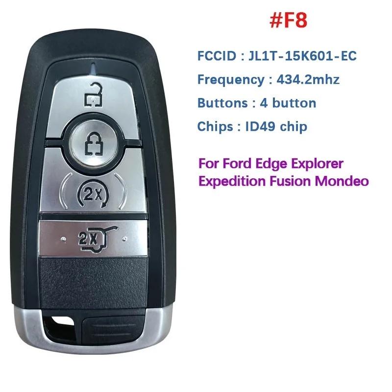 CN 018109   Для Ford Mondeo Fusion Mustang Cobra Raptor Lincoln FCC: M3N-A2C 31243800   315/434/868/902 МГц Ключ Smart Keyless Go