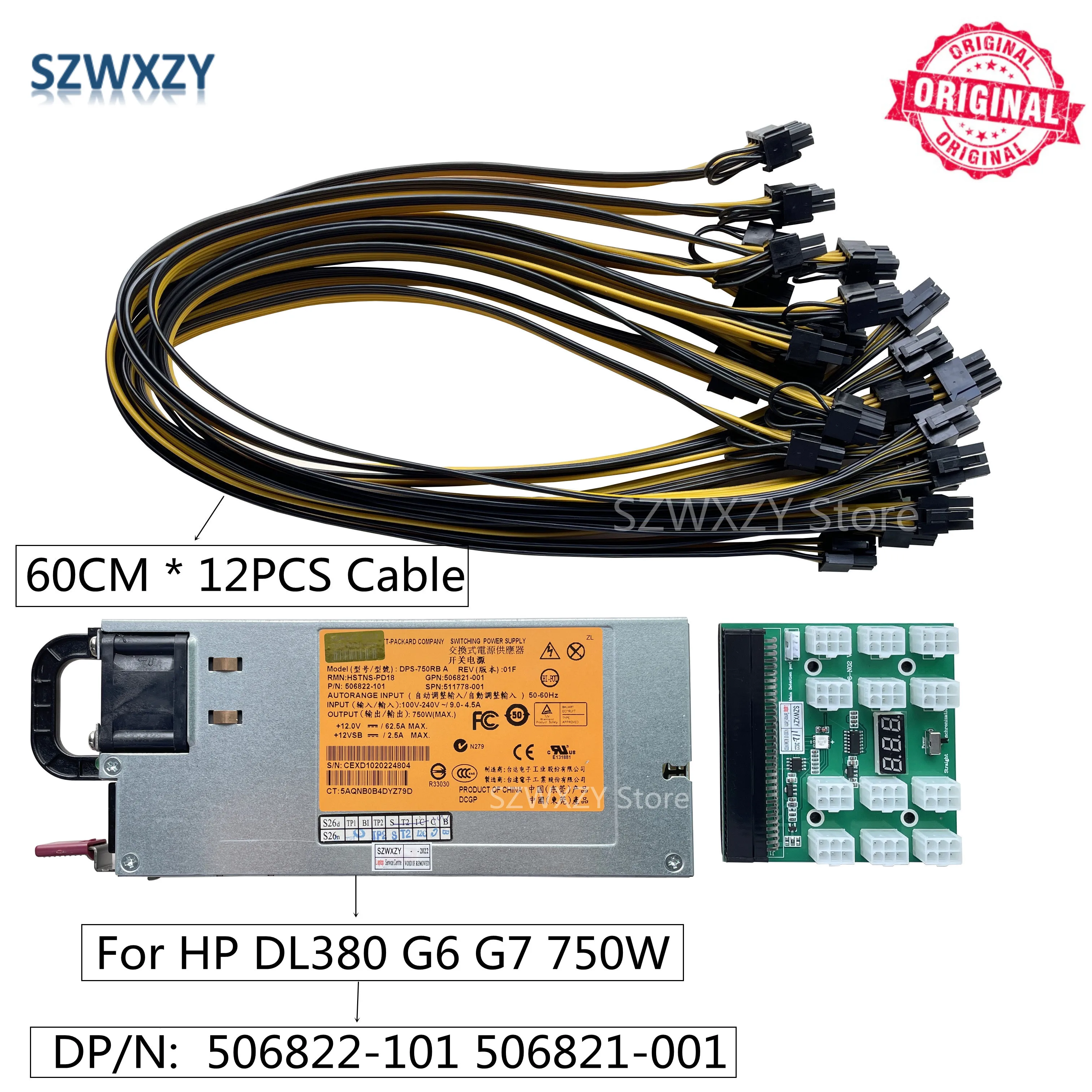 SZWXZY оригинал для HP DL380 G6 G7 750 Вт серверный источник питания DPS-750RB A 506822-101 506821-001