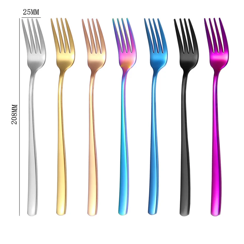 

6Pcs Rose Dinner Fork Stainless Steel Dinnerware Flatware Western Fork Hotel Wedding Party Rainbow Tableware Cutlery Set