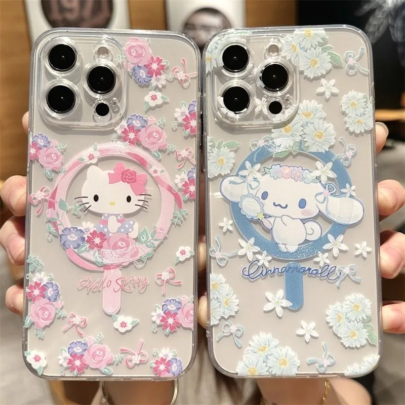 New Sanrios Cute Hellokitty My Melody Magsafe Magnetic Phone Case for Samsung Galaxy S24 S23 S22 S21 S20 FE Plus Ultra 5G Cover