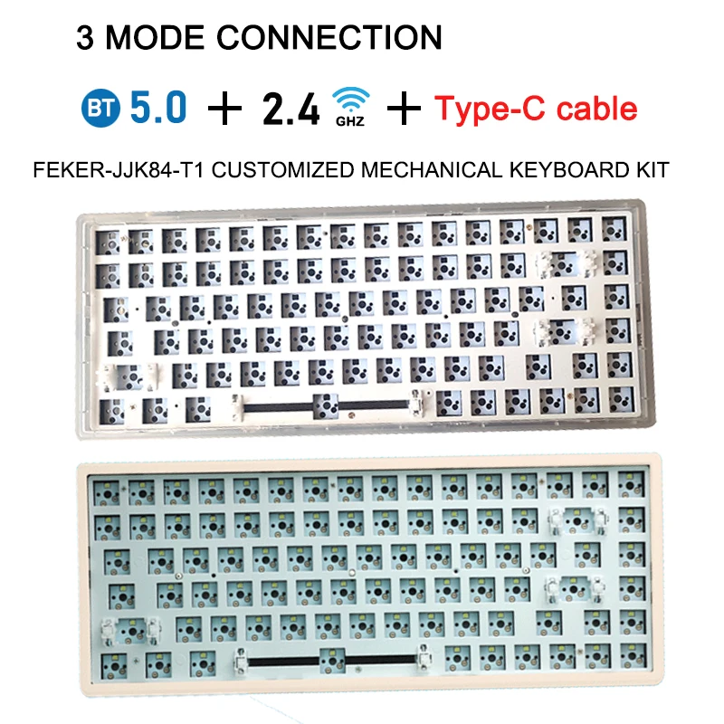 FEKER JJK84 T1 Mechanical Keyboard Kit 3/5Pin Hotswap Type-C Bluetooth 2.4G Model Built-in Battery With Or Without Light |