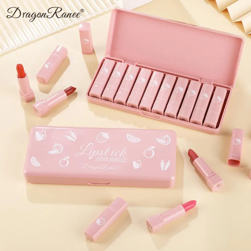 

10PCS Small Sample Lipstick Set Velvet Matte Lip Gloss Long Lasting Moisturizing Not Easy To Fade Lip Glaze Korean Cosmetics
