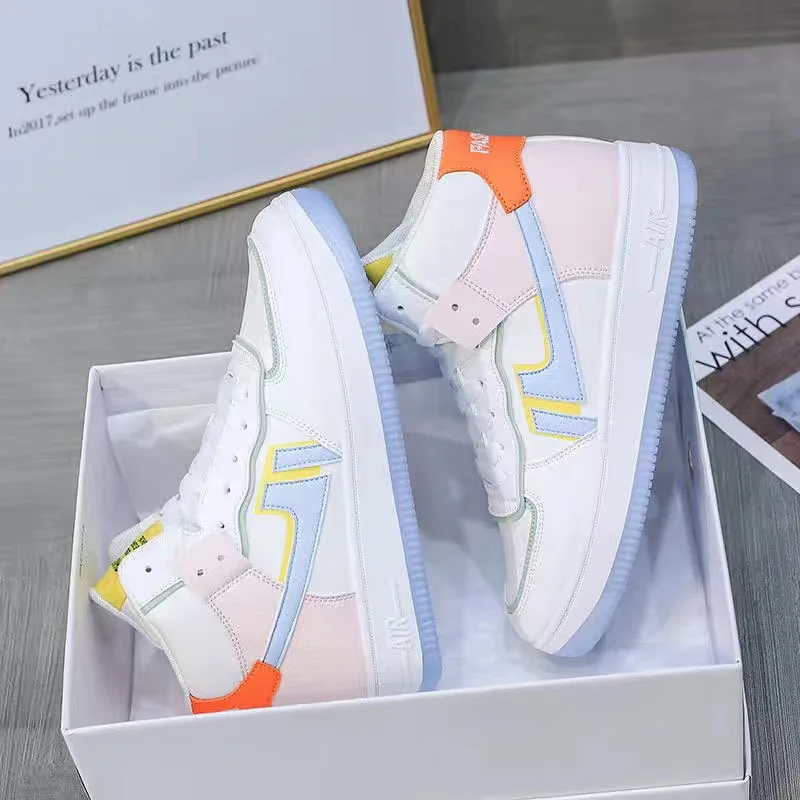 

2022 Women High Top Platform Sneakers Fashion Brand Thick Bottom Shoes Flats Girls Breathable