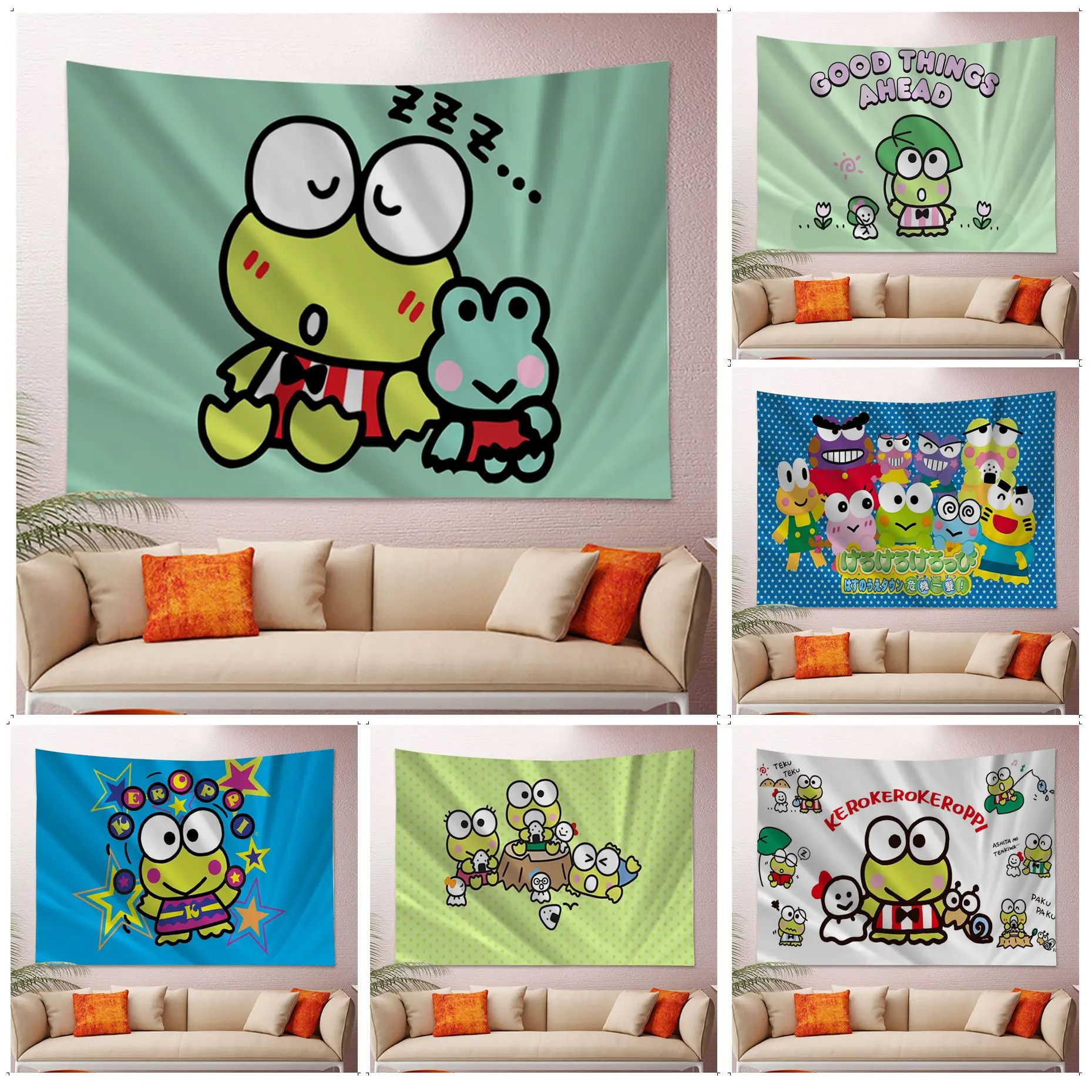 

BANDAI Keroppi DIY Wall Tapestry For Living Room Home Dorm Decor Cheap Hippie Wall Hanging