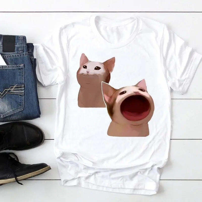 

2023 Summer Women T-Shirt Ocean Wave Animal Short Sleeve Cute Cartoon Lady Print Tee Stylish Fashion Loose Oversize Top Clothes