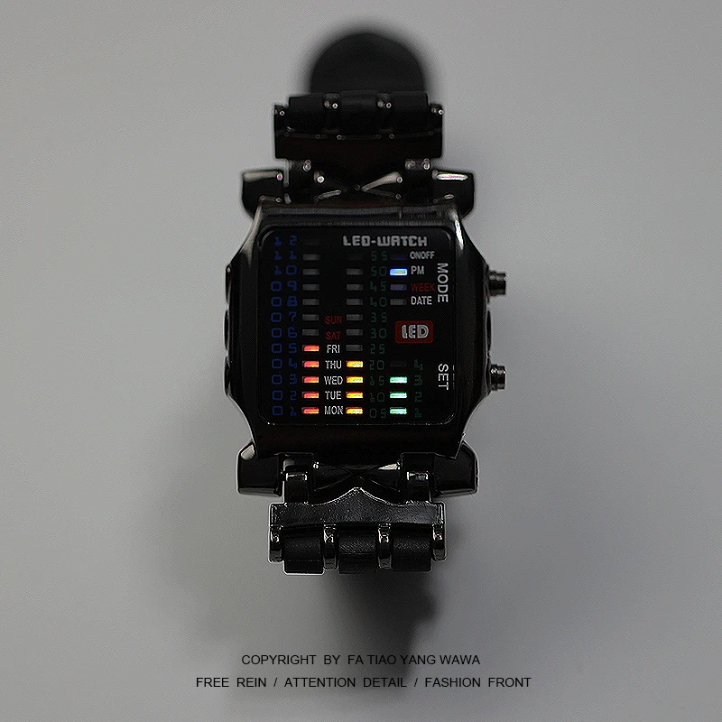 Alternative small square display time! Dark digital watch
