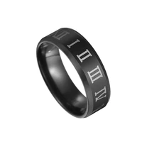 stainless steel roma vintage rings black gold luxury engraving ring for men women