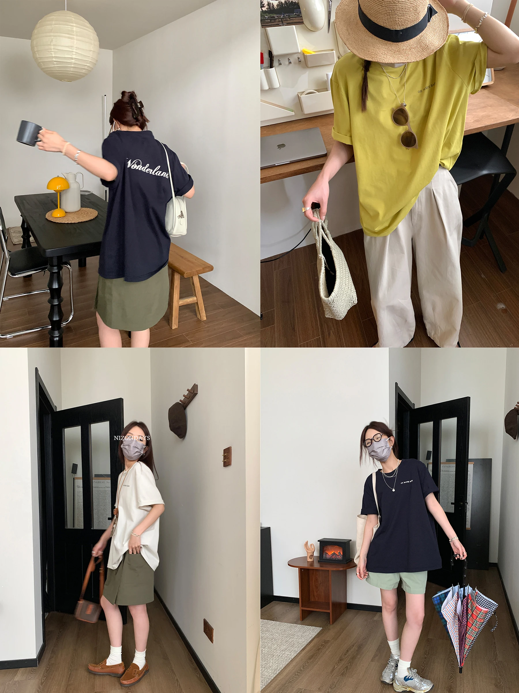 Nizondays новинка лета 2024 три цвета минималистичная свободная хлопковая футболка с