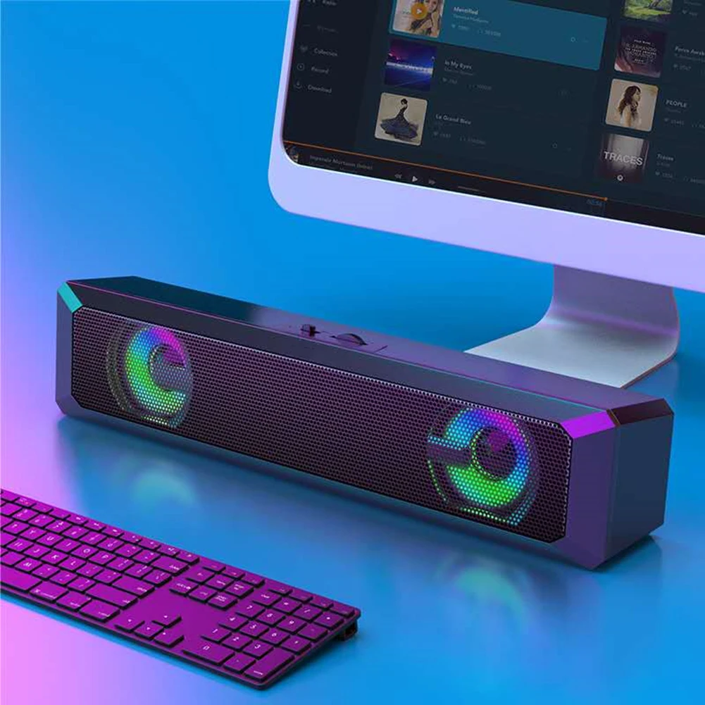 

A4 6W RGB USB Wired Sound Bar Audio Speaker Multimedia Loudspeaker for PC Home Theater TV Stereo Surround Speaker