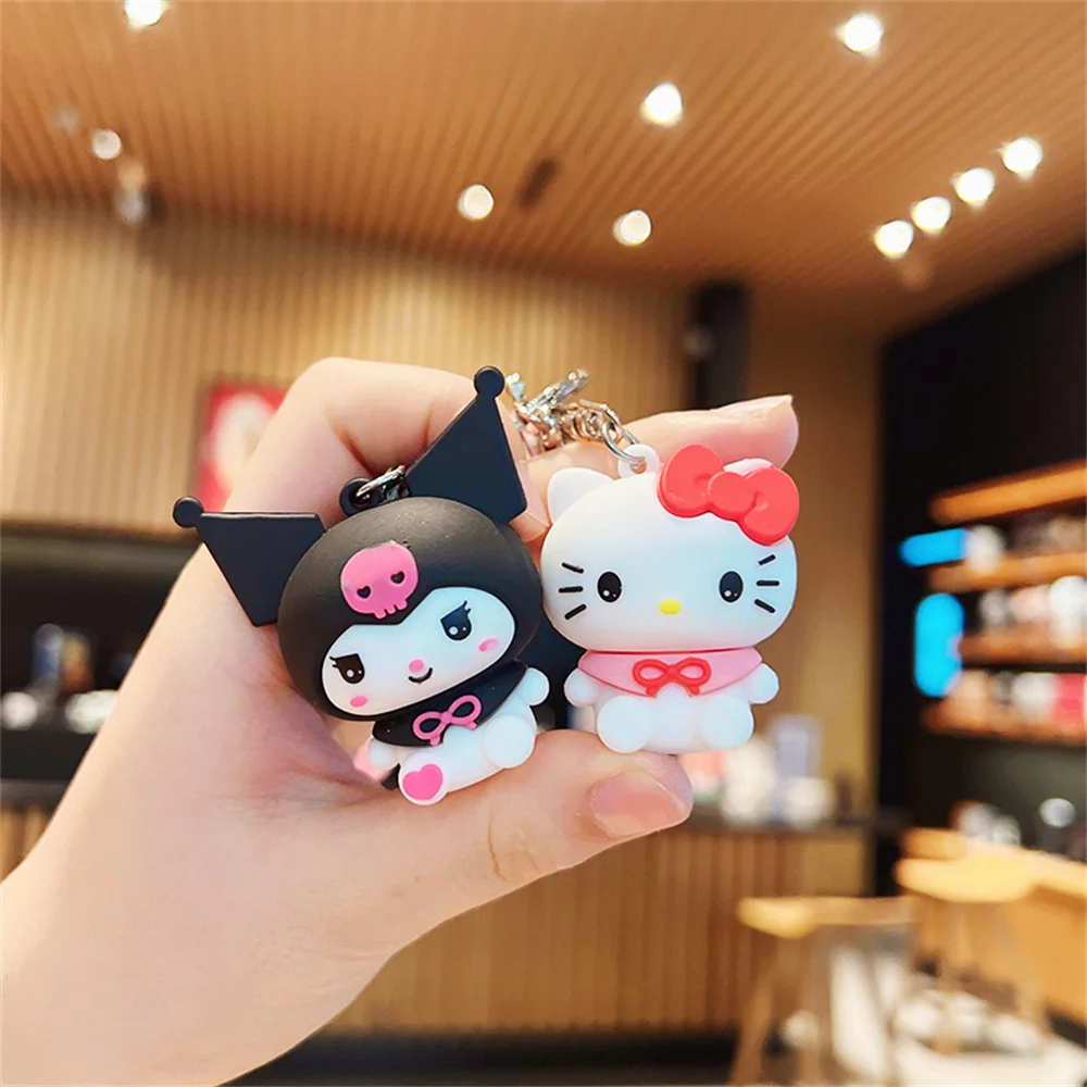 

Hello Kitty Keychain 산리오 Anime Sanrio Figures Kuromi Cinnamoroll Key Chain Pendant Pochacco Melody Pompompurin Keyring Bag Gift