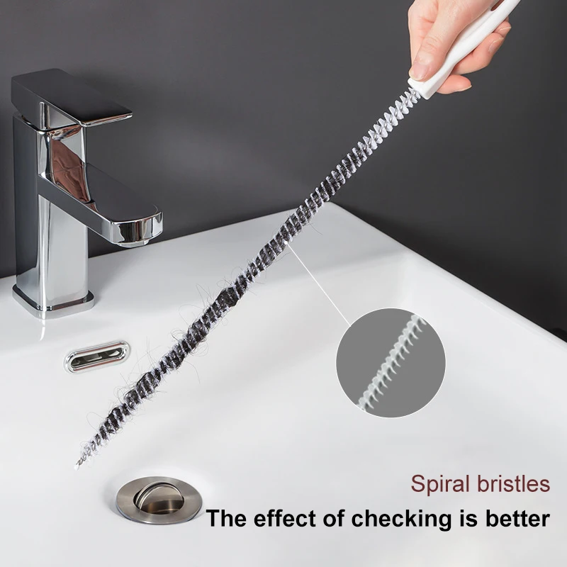 

45cm Portable Pipe Dredging Strip Hair Brush Cleaner Bend Sink Drain Cleaner Sticks Clog Remover Cleaning Kitchen Plastic Strip