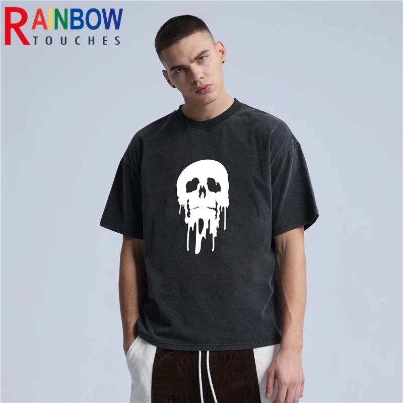

Брендовая мужская футболка Rainbowtouches с черепом, Винтажные Унисекс футболки с графическим принтом в стиле High Street, большие цвета, дизайнерские ...