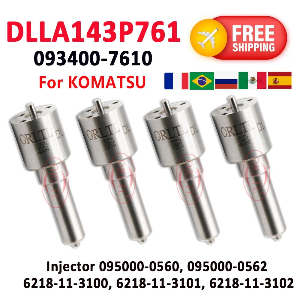 ORLTL ДИЗЕЛЬНАЯ ФОРСУНКА DLLA143P761 0934007610 Топливо DLLA 143P761 143P 761 Для Komatsu 095000-0560 095000-0562