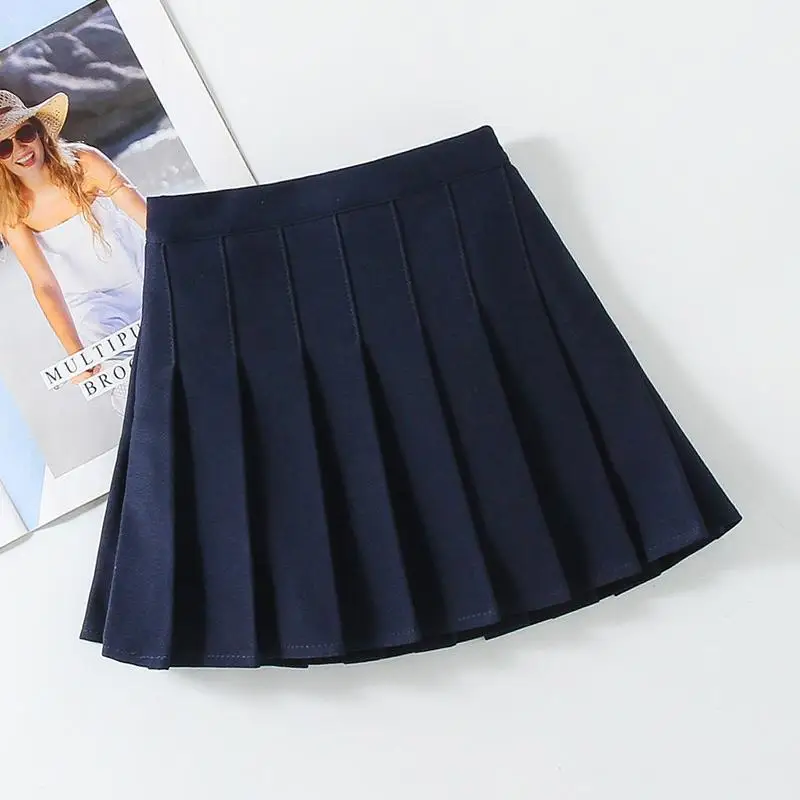 2023 School Uniform Girls Skirts Performance Pleated Skirt Solid Children Clothes Baby Toddler Teenager Kids Bottoms 1-14Years images - 6