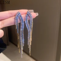 silver needle diamond studded tassel earrings gothic fashion high end banquet temperament earring long earrings for women luxury