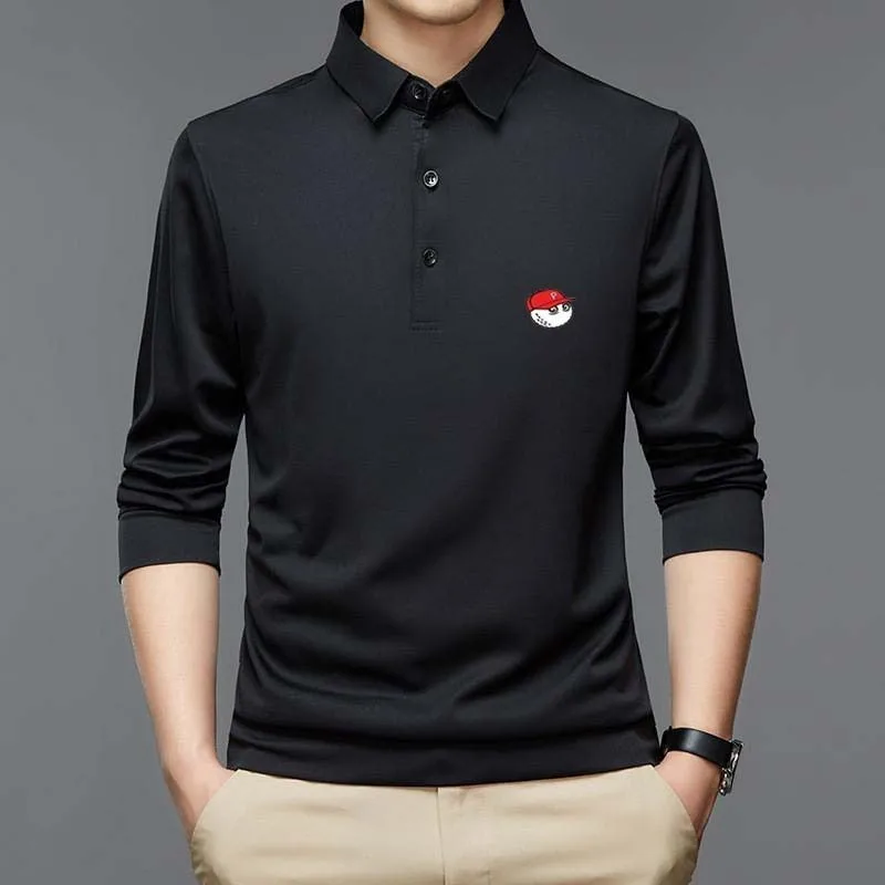 

New Men's Polo Shirts Casual Business Solid Polo Shirts Men's Long Sleeve Polo Shirts Men's Fashion Slim Fit Lapel T-Shirt Tops