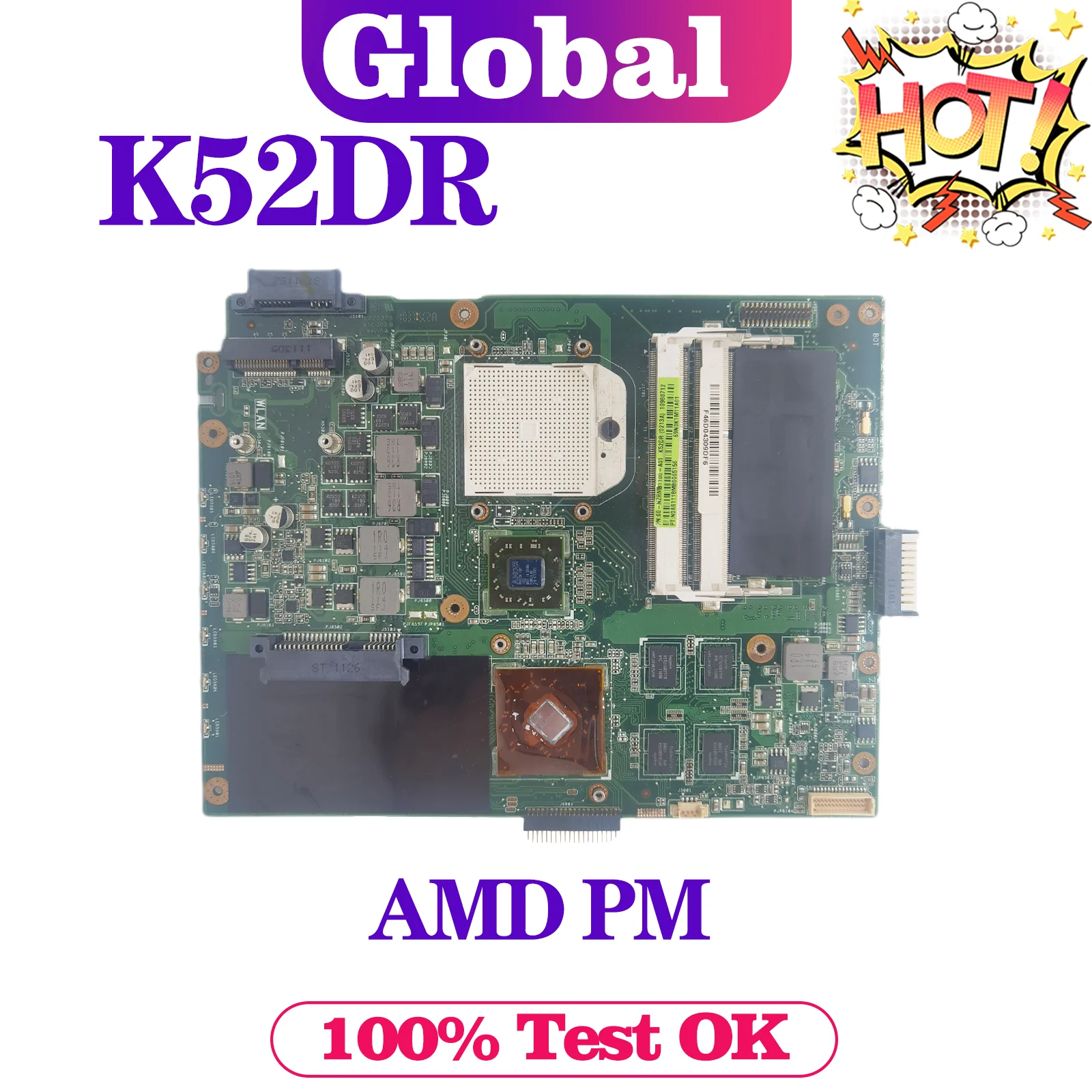 KEFU K52D Mainboard For ASUS K52DR K52DY K52DE X52D A52D Laptop Motherboard AMD PM Support I3 I5 MAIN BOARD TEST OK