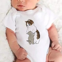 new funny cartoon cat graphic o neck newborn romper creative fashion harajuku casual short sleeved toddler jumpsuit