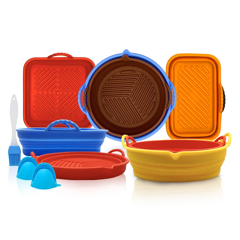 

Round/Square Fryer Silicone Pot Air Fryer Silicone Pot Household Baking Pan Reusable Pan Liner Accessories
