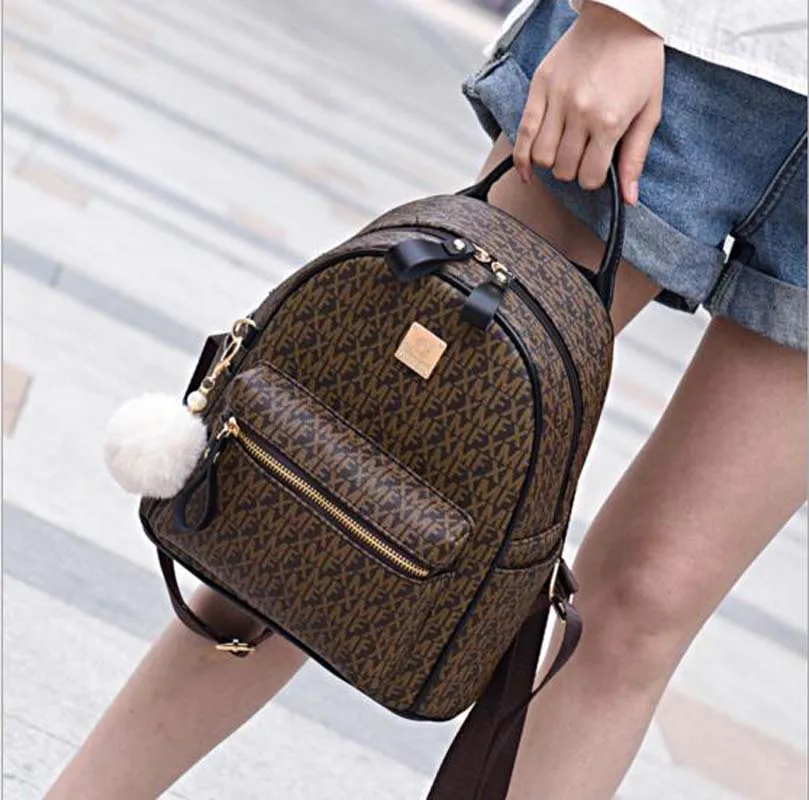 

European Fashion Luxury High Quality Leather Backpack Women Letter Double Zipper Shoulder Bags Girls School Bag Travel Backpacks