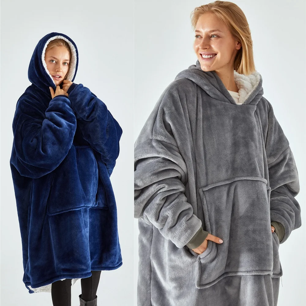 

Warm Thick TV Hooded Sweater Blanket Giant Pocket Adult And Children Fleece Weighted Blankets Oversize For Beds Travel Home