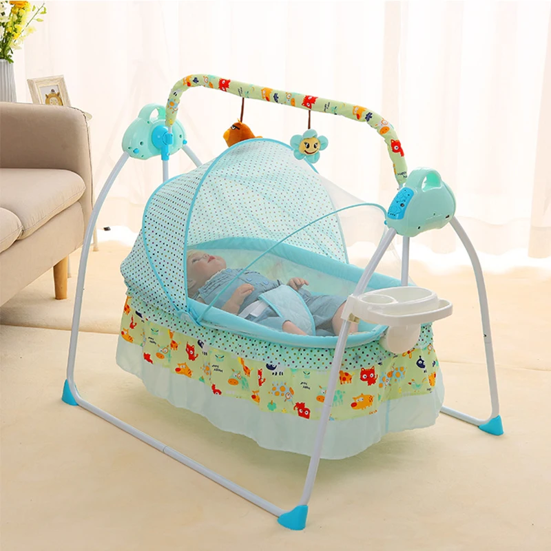 2022 Baby Electric Cradle Bed Swing Crib Automatic Baby Rocking Swing Flat Shaker Maternal Electric Rocking Chair for Baby Gift