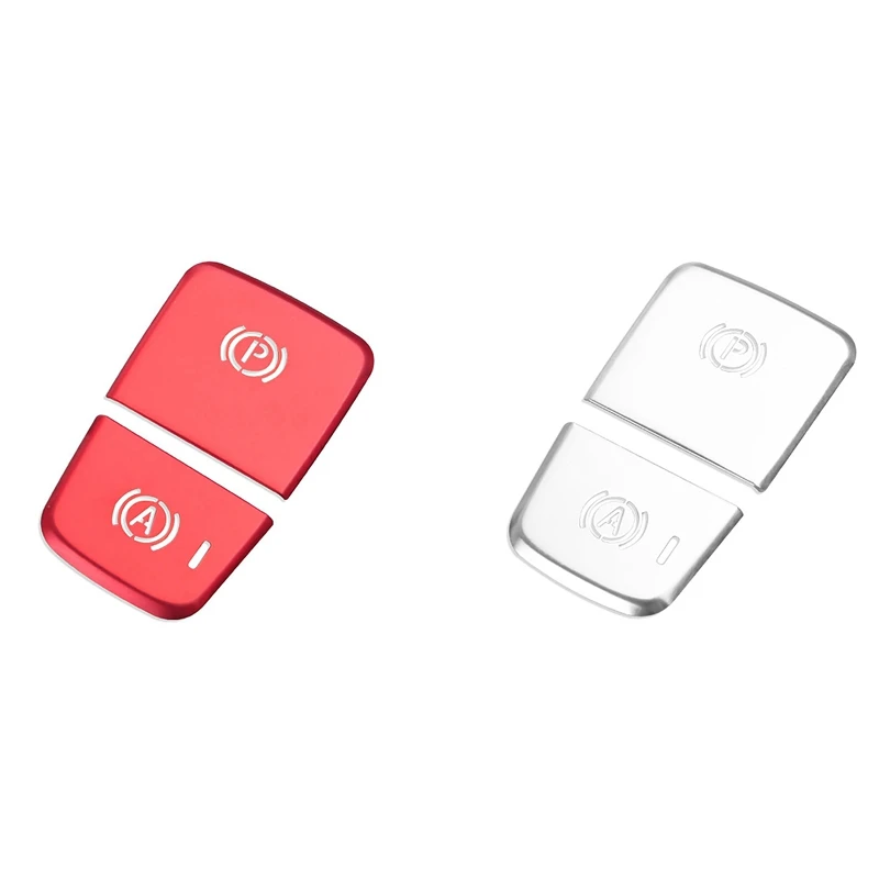 

2 Pair For Volvo Xc40 2017-2020 Electronic Handbrake P Light Button Sequin Protector Car Sticker, Red & Silver