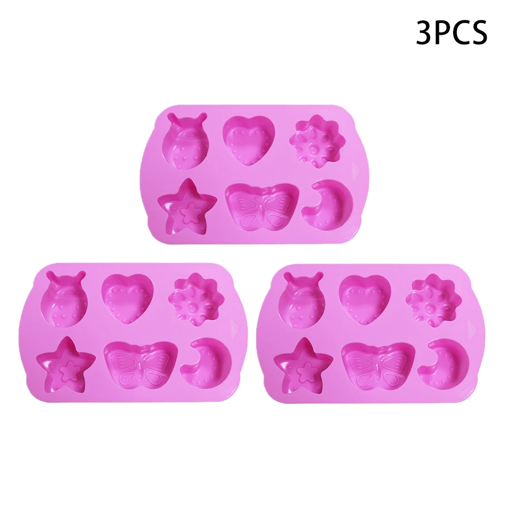 

3pcs 6slots Soft Silicone 3D DIY Gift Cake Mold Non Stick Universal Insects Shape Reusable Home Kitchen Temperature Resistant
