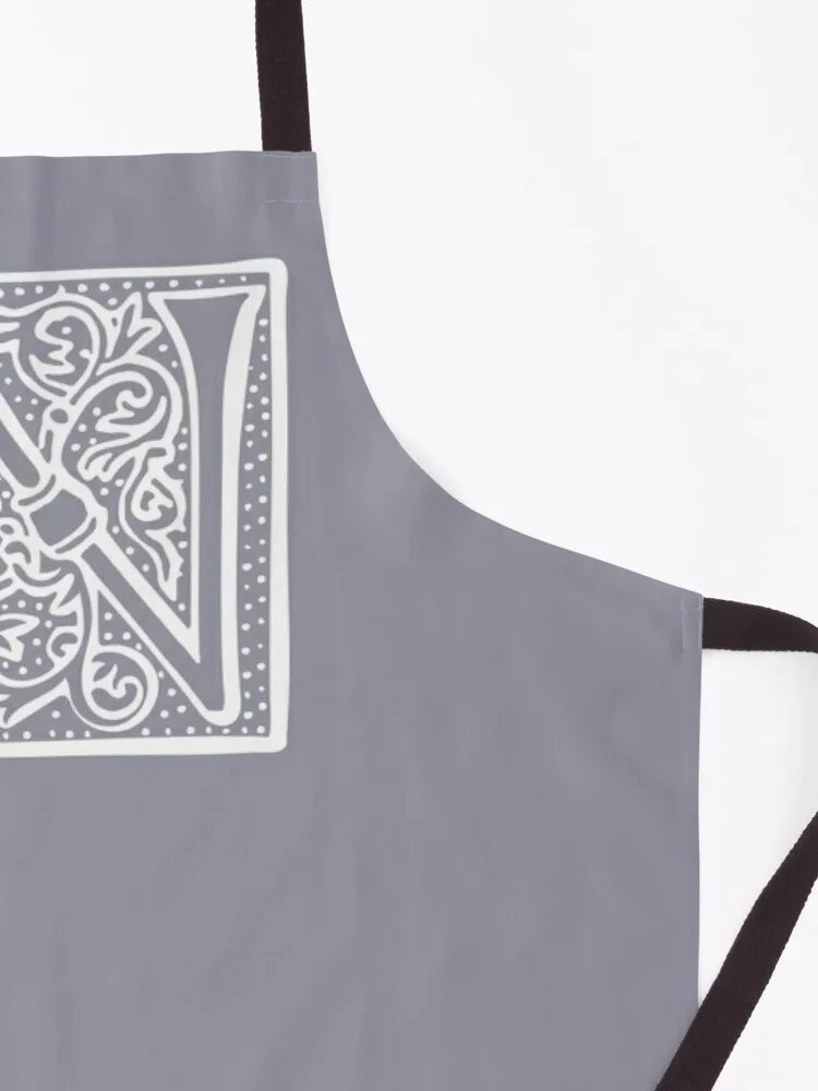 Винтажный фартук с буквой N - СЕРЕБРЯНЫЙ посуда для кухни женский