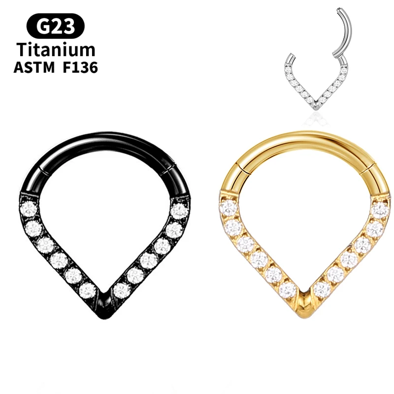 

tragus Zircon septum nose ring industrial Tragus piercing Cartilage Body Titanium clicker G23 Helix earrings Tragus Sexy Jewelry