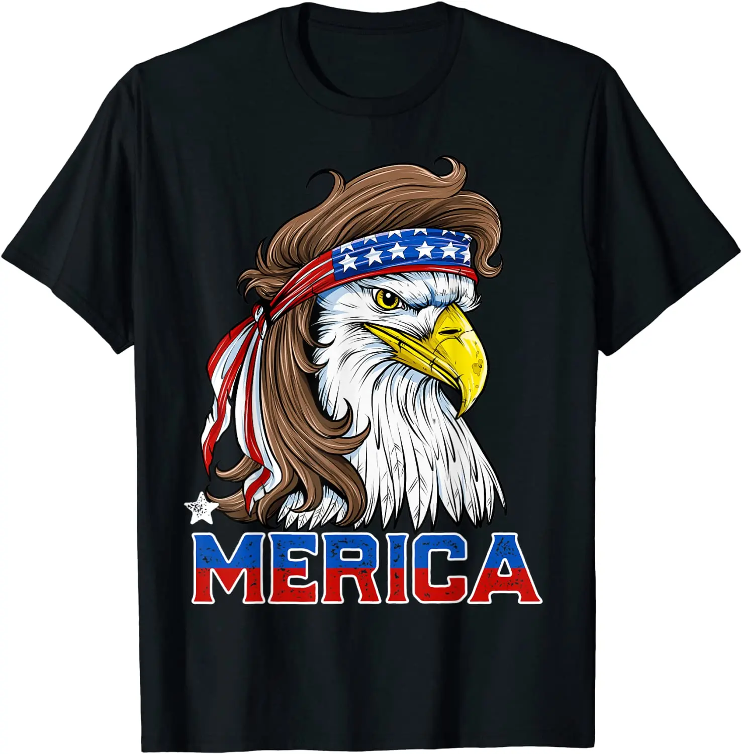 

Eagle Mullet Merica TShirt Men 4th of July American Flag USA T-Shirt Short Sleeve Casual 100% Cotton O-Neck Summer Tees