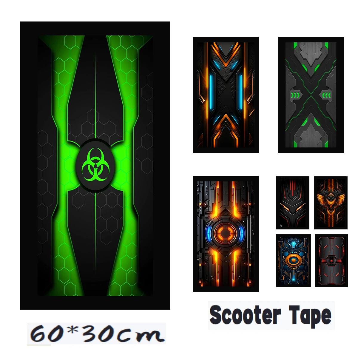 Nastro Per Scooter 60*30Cm Mecha Wind Tape Sticker Deck Strip Pattern Adesivo Per Scooter Personalizzato Con Motivo A Nastro Personalizzato