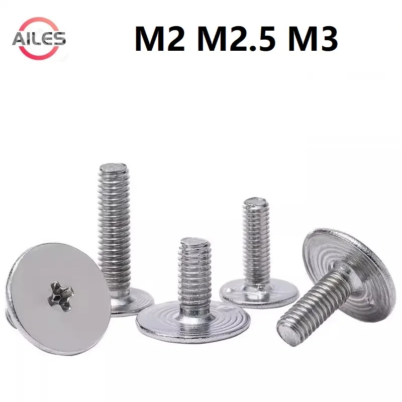 

Углеродистая сталь, никелирование M2 M2,5 M3 CM Очень большие тонкие винты с плоской головкой и крестообразным утоплением Ультратонкие болты Philips с большой головкой