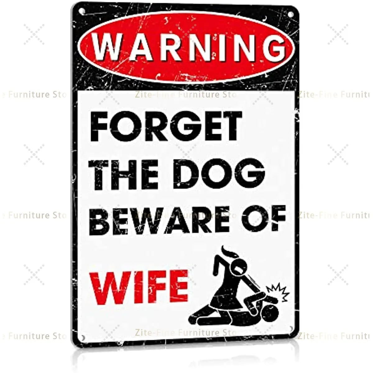 

Man Cave Decor Funny Metal Signs Bar Pub Office Garage Wall Decorations - Forget The Dog Beware of Wife Aluminum 12" x 8"