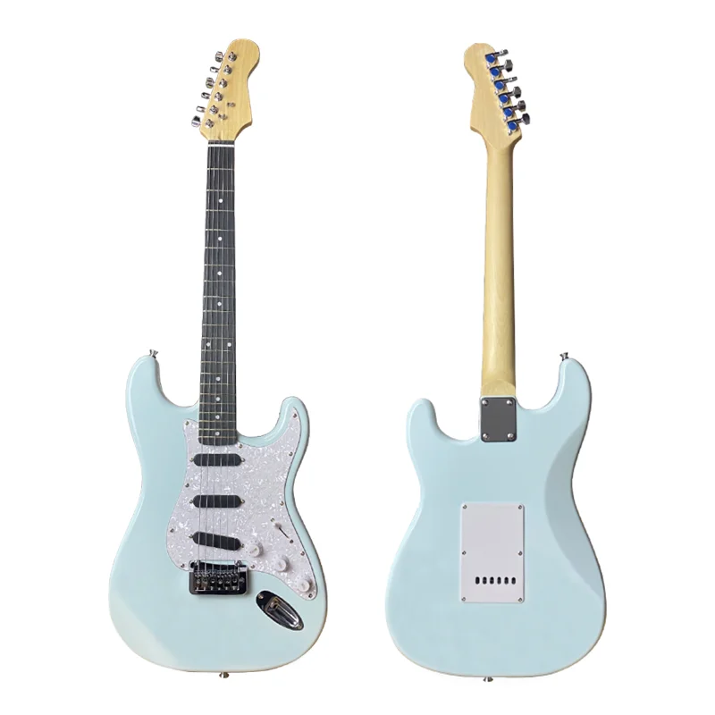 

HUASHENG High Gloss 39 Inch ST Guitar Electric OEM ODM Pearl Pick Guard Electric Guitar for professional beginner