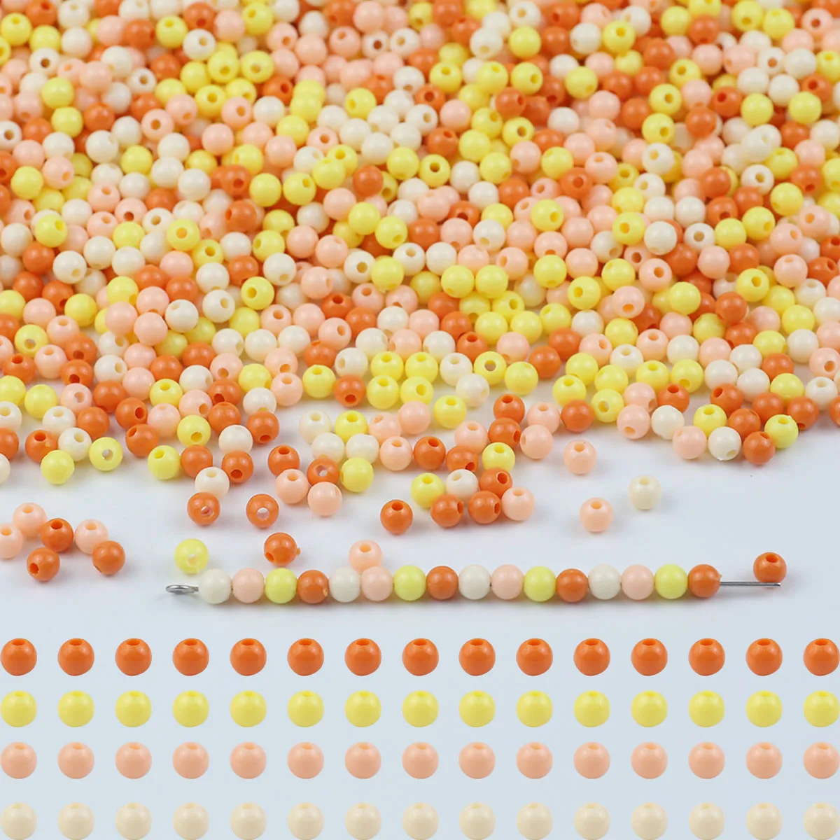 Оранжево-желтые акриловые смешанные молочные бусины CCB круглые разделители