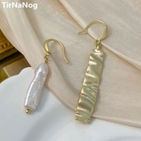 tirnanog unique design of irregular baroque natural freshwater pearl earrings contracted asymmetric abnormity stud earrings