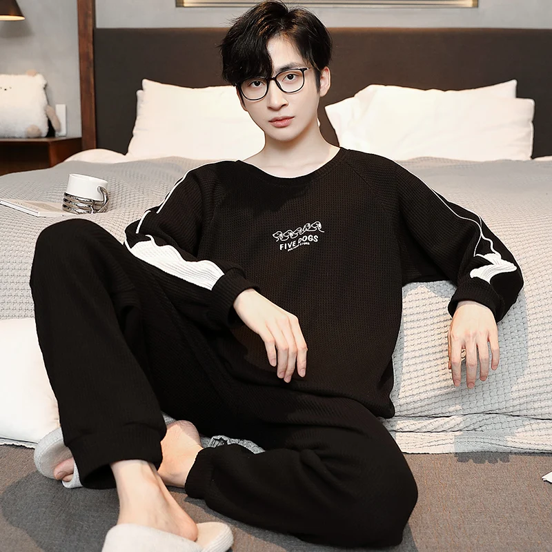 QUHENG Newest 2022 New Pajama Sets for Men Autumn Winter Cotton Chic Home Clothing Wear 2 Pieces for Man‘s Suit Pyjamas